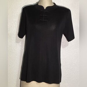 Misook black short sleeve blouse size petite medium